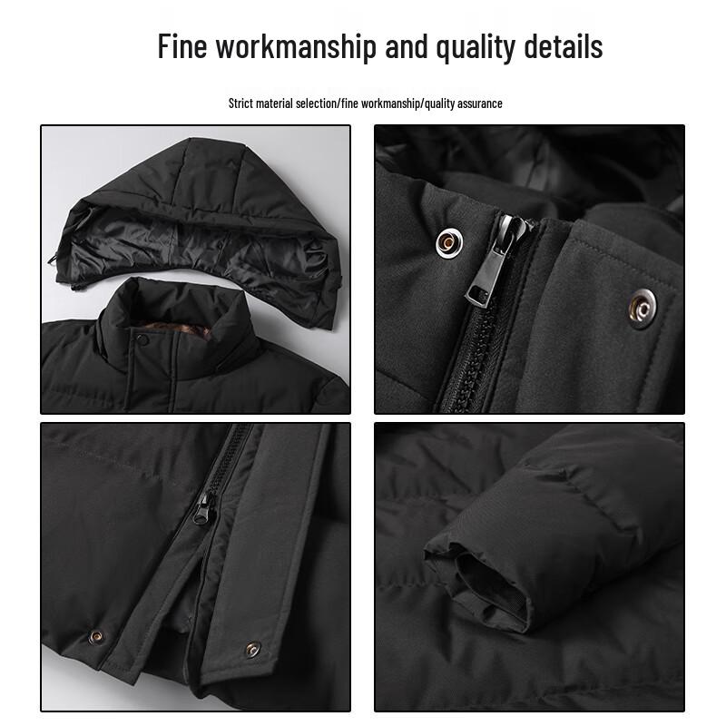 Men's Plus Size Long Cotton Jacket with Removable Hood