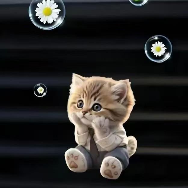 2D Teacup Cat Acrylic Car Vent Clip: Aromatherapy & Waterproof Decoration