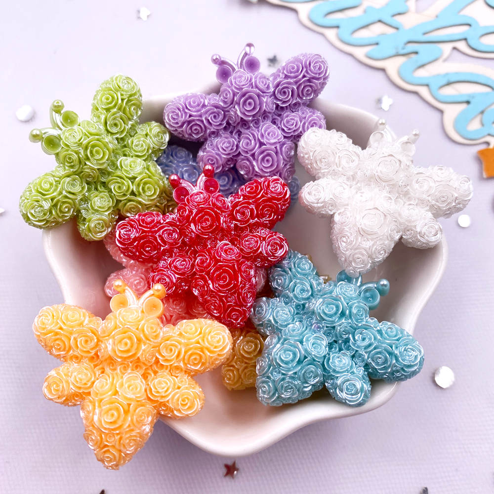 10PCS Mix Colorful Resin Cartoon Rose Bee Figurines Flat back Stone DIY Wedding Bow Decor Scrapbook Christmas Accessories Crafts