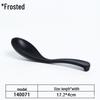 A5 Black Matte Melamine Long Handle Soup Spoon - Food Grade Porcelain Imitation for Restaurants, Hotels, and Hot Pots.