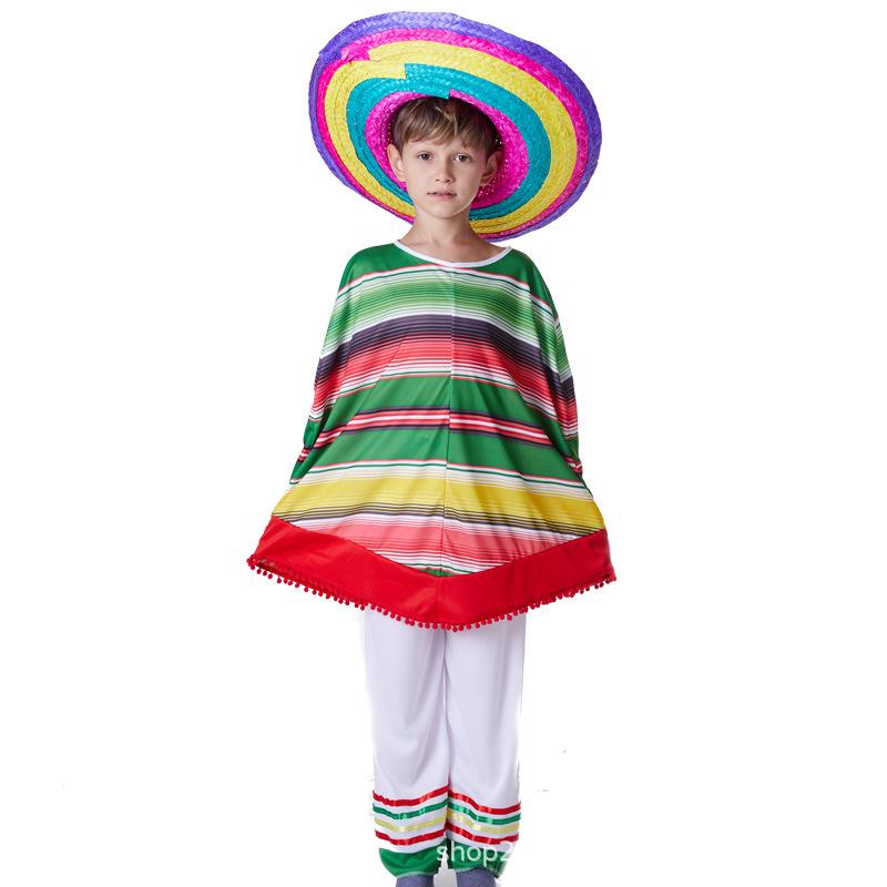Children's Day Mexican Ethnic Customs Cosplay Clothing Cape Straw Hat Children's Performance Clothes Including Hats