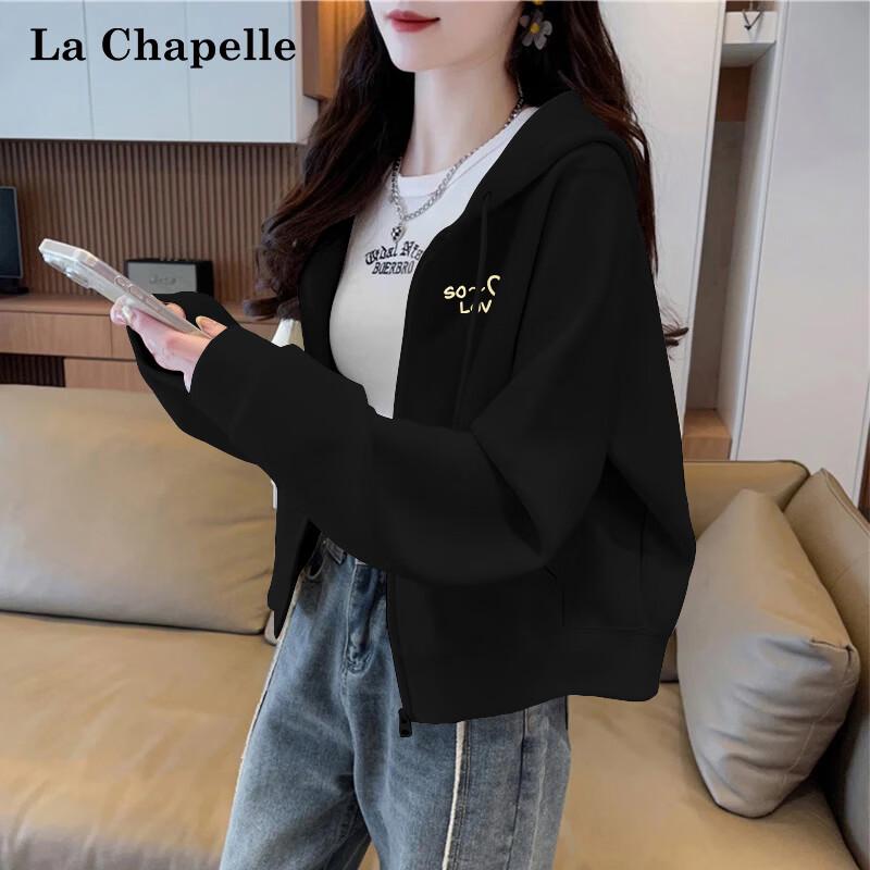 

La Chapelle Women s Petite Hooded Short Sweatshirt M