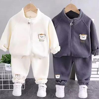 Winter Girls Plush Set Boys Casual Sports Two Piece Set Baby Toddler Outdoor Clothing Sets