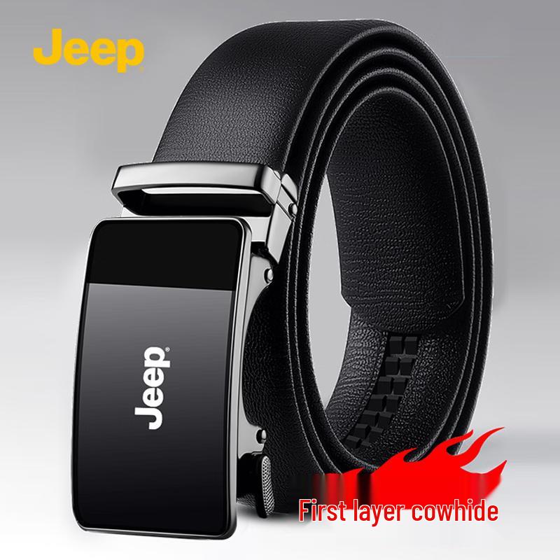 JEEP Men s Genuine Leather Automatic Buckle Belt 120cm