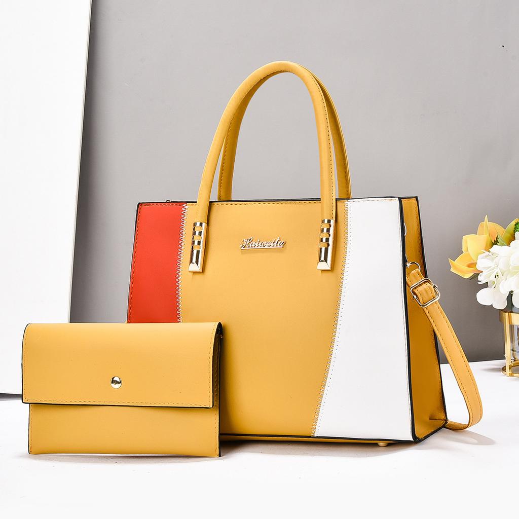 New Model Mother Bag Splicing Color Contrast Large Capacity Handbag Fashion Simple Single Shoulder Crossbody Temperament Mother Bag
