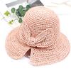 Bucket Brim Hat Bowknot Straw Summer Hat Wide Decor Side Split Design