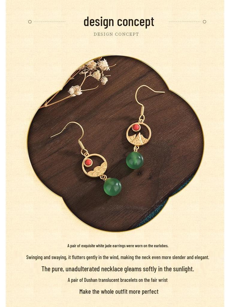 2022 Trendy Agate & Jade 925 Silver Dangle Stud Earrings