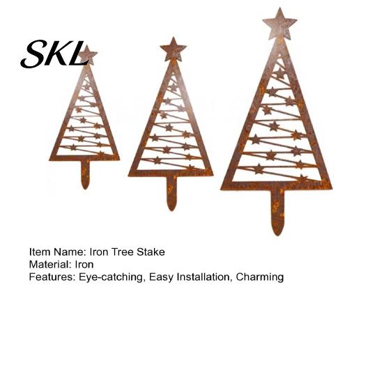 Rust Resistant Metal Stake 3Pcs Rustic Christmas Tree Stake, Weathered Iron Art Xmas Anti-rust Garden Design Decorative Sign for Yard Pathway