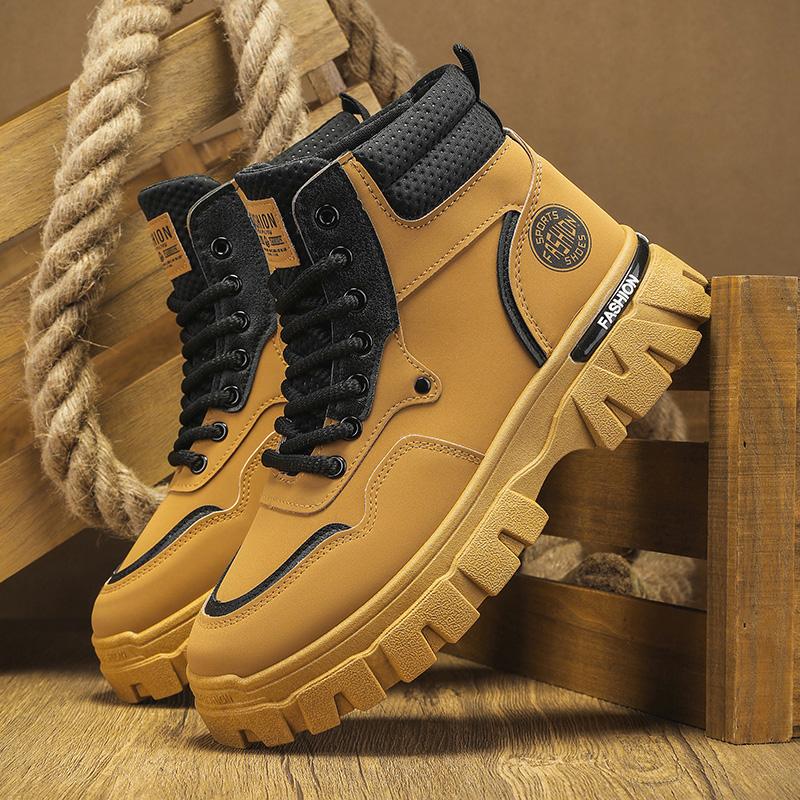 Fashion Men Boots Winter High Top Work Boots Breathable Comfortale Men Ankle Boots No-slip Mens Casual Shoes Walking Sneakers