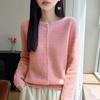 Nahtloser gestrickter Wollcardigan Damen Rundhals Lockerer Pullover Langarm Top