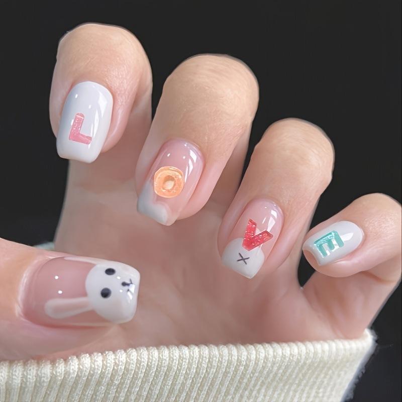 WTEMPO Mixed Colorful Nail Art Charms Cute Letter Shaped Designs Flatback Mini Nail Decorations Kit DIY Phone Cases Hair Clips Crafts Making Supplies