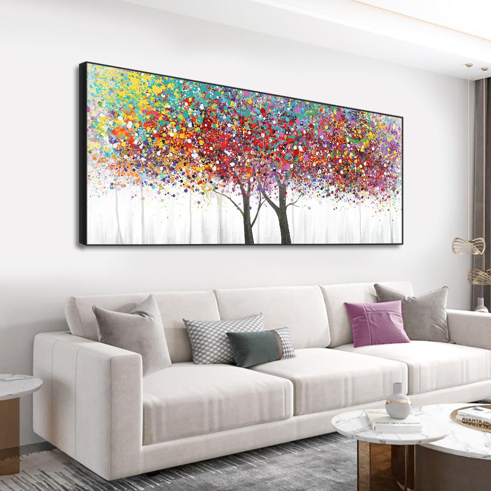 Nordic Abstract Colorful Leaves Tree Canvas Painting Still Life Poster Wall Art Pictures For Living Room Home Decor Frameless