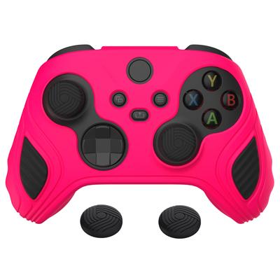 Silicone Case Cover for PlayVital Xbox Series Soft Rubber Case for Xbox Core with Thumb Grip Cap Edition Black Bright Two-tone Anti-slip X/S