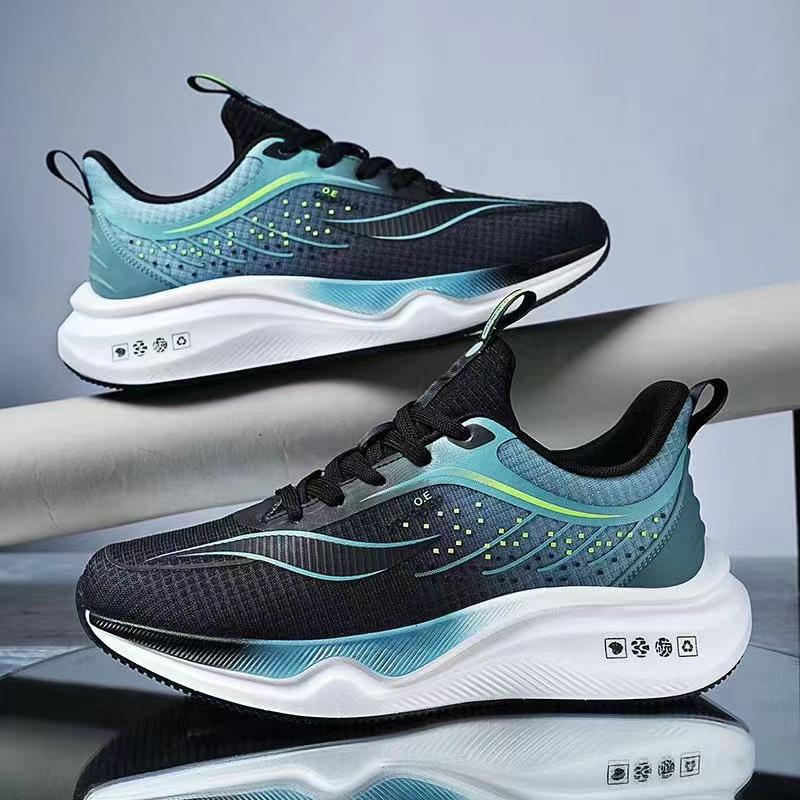 Sneakers Men's Four Seasons Mesh Breathable Premium Casual Single Shoes Lace-Up Low-Help Student Contrasting Running Shoes