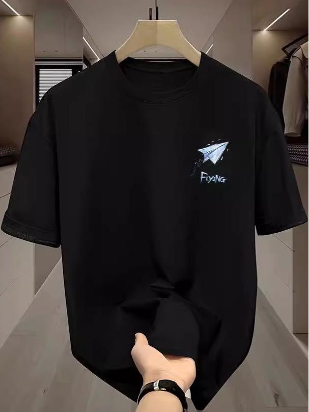 Unisex Black Ice Silk Hong Kong Style Summer T-Shirts - Trendy & Simple Short-Sleeved Tops for Couples