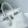 Retro Crocodile Crossbody Handbag with Diamond Buckle for Women