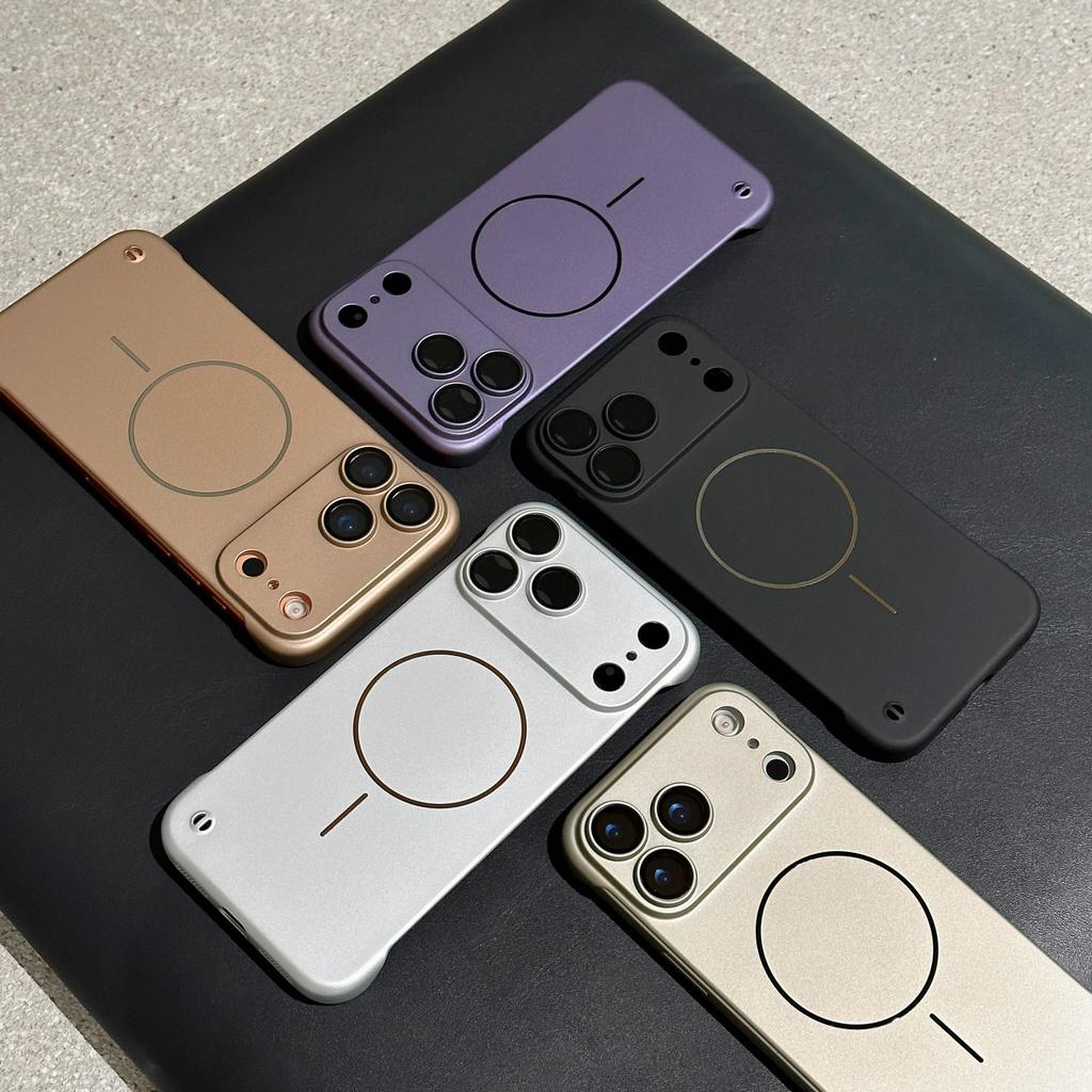 Metalen Mat Frameloos iPhone 17 Hoesje - Magnetisch, Valbestendig, Beschermende Harde Schaal