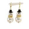 Fashion Christmas White Snowman Pearl Drop Earrings for Women Cute Rhinestone Snowflake Earring Jewelry New Year Holiday Gifts