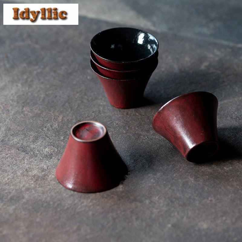 2pc/lot Powder Yin Hawthorn Red Teacup Luxury Tea Bowl Tea Cup Set Tea-tasting Fragrance Cup Chazhan Master Cups For Tea 35ml