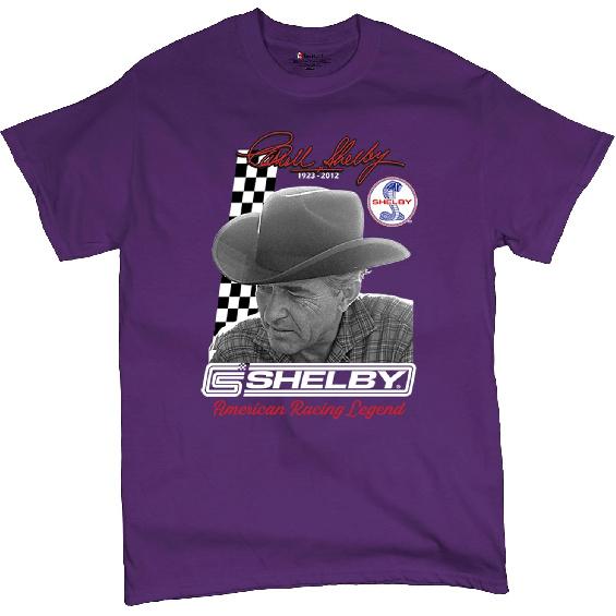 Carroll Shelby Signature T-Shirt GT500 Mustang Muscle Car American Racing Legend Lives Powered by Ford Men's Tee