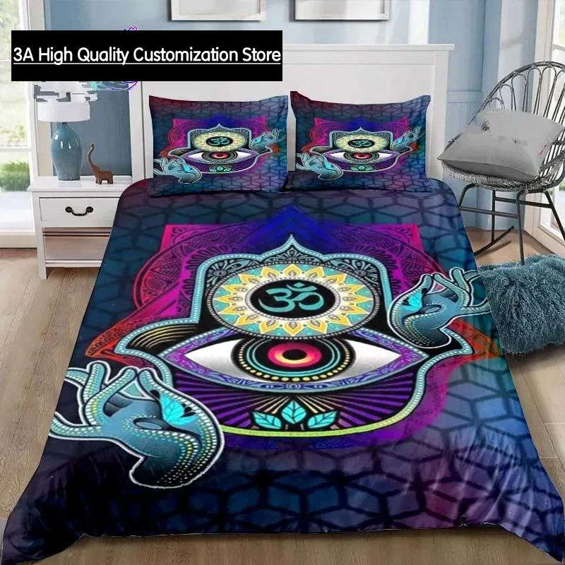 Hamsa Hand Bohemia Bedding Set Single Twin Full Queen King Size Bed Set Adult Boys Bedroom Fatima Hand Bed Linen Lucky Hand