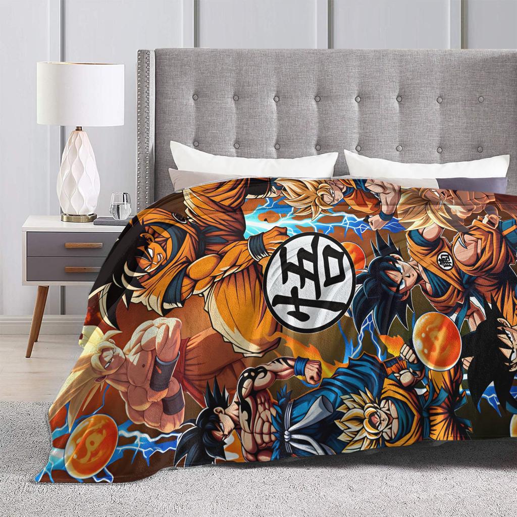 Dragons Balls Blanket Son Goku Warm Novelty Plush Throw Blanket For Kids Adult Outdoor Flannel Bedspread Bed Cover