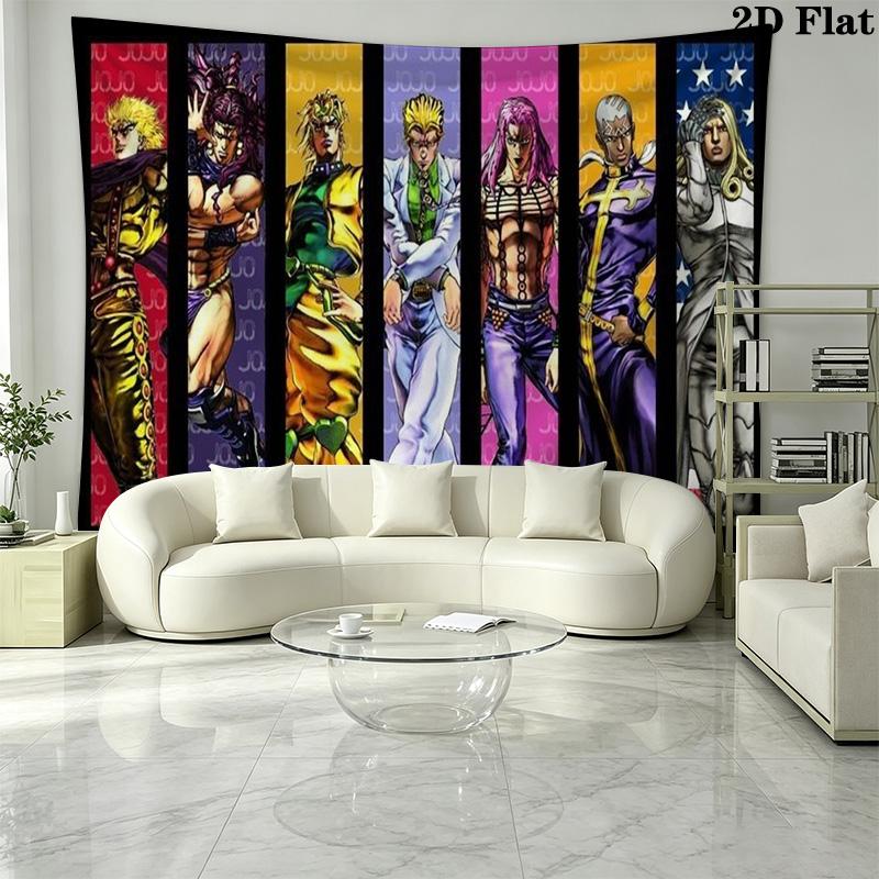Anime JJBA Wall Tapestry Aesthetic Wall Hanging Printed Fabric Blanket Decorative Tapestries for Bedroom Living Room Home Decor