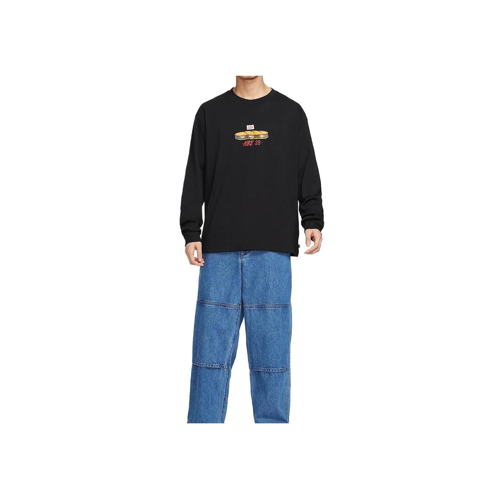 Nike SB American Vintage Soft Comfortable Loose Fit Drop Shoulder Casual Long Sleeve T-Shirt Men Tops Black HJ0807-010
