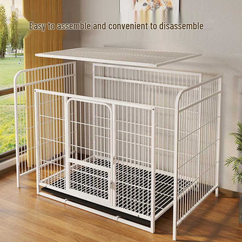 Heavy-Duty Iron Dog Cage for Medium and Large Dogs - Square Tube Design