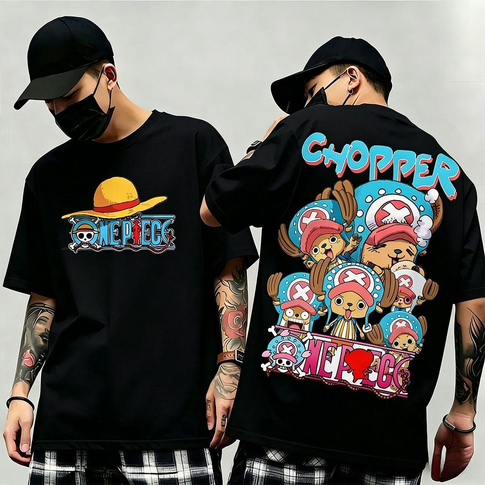 Summer New Arrival One Piece Pattern Tshirt unisex anime print casual shortsleeved fashionable streetwear top Y2K style