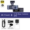 4K WIFI Dash Cam GPS 3840*2160P Car DVR Front and 2.5K Rear Dual Lens Auto Car Camera With Night Vision G-Sensor 24H Parking