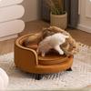 Removable Washable Cat Bed with Curved Design All-Season Pet Sofa for Small Dogs Plush Lounge Chair for Teddy Solid Wood Pet Bed