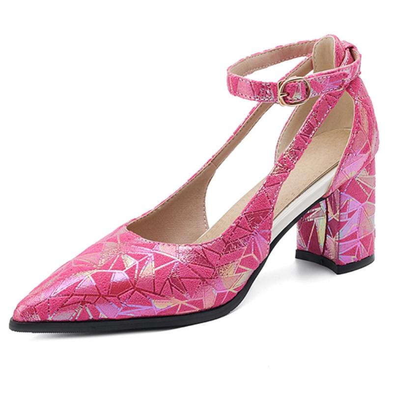 

Роскошные женские сандалии Летняя обувь 2024 Ремешки на щиколотке Розовый Зеленый Высокий каблук Туфли-лодочки Женская Вечеринка Танцы Свадебная обувь Большой размер 45 39 ярко-розовый