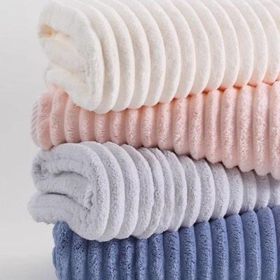 70*140cm Coral Fleece Bath Towel, Thickened Household Adult Beach Towel, Candy Corduroy Towel