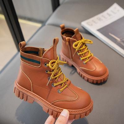 Mädchenschuhe Martin Stiefel Herbst und Winter Neuer Stil Einzelstiefel Mädchen Britische Kurze Stiefel Weiche Sohlen Rutschfeste Kinderlederstiefel