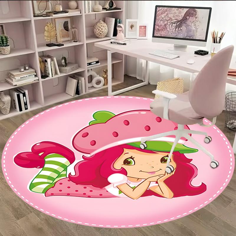 1pc Princess Strawberry11 Carpet, Round Rug, Comfortable, Suitable for Entryways, Living Rooms, Office, And Bedrooms, Christmas Decoration