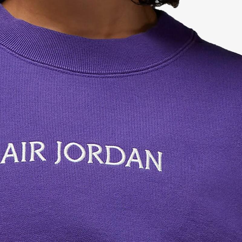 Jordan Solid Color Crew Neck Sweatshirt with Logo Print Women Tops Dark-Purple DV6470-514