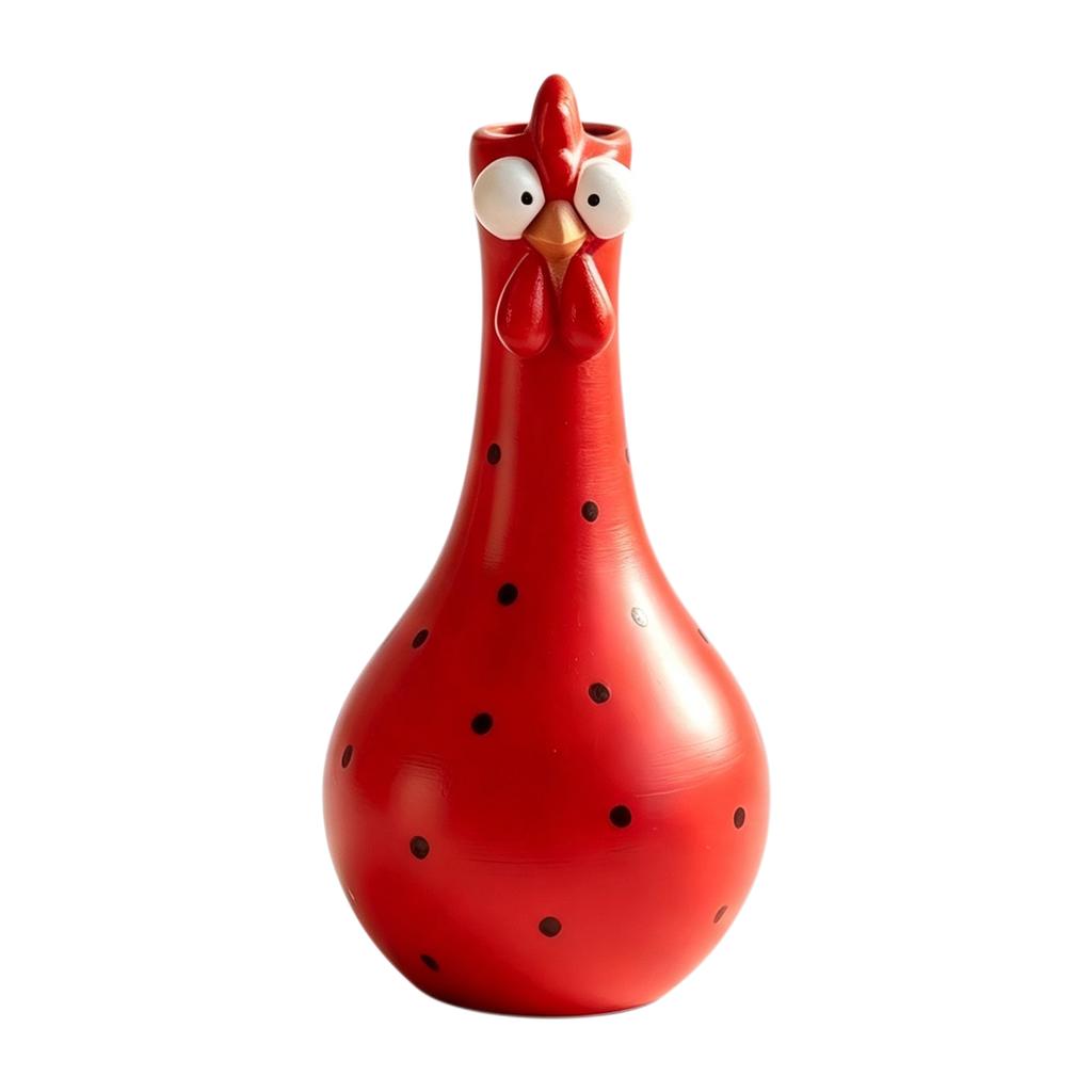 Decorative Long Neck Chicken Vase Resin Figurine Home Office Desk Sculpture Ornament