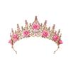 Metal Princess Floral Tiara Rose Flower Shiny Rhinestone Crown Luxury Baroque Crown  Prom