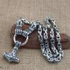 Viking War Hammer Pendant Necklace Stainless Steel Mens Jewelry Unique Fist Design Chain for Men
