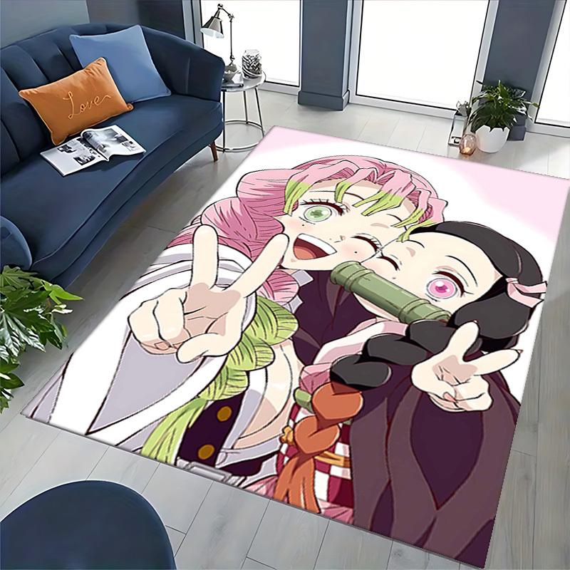 1pc Office Chair Mat - Demon Slayer Nezuko Kamado Pink Hair Decorative Rug for Home, Office, Living Room, Bedroom, Game Room & Dormitory - Non-Slip Ca