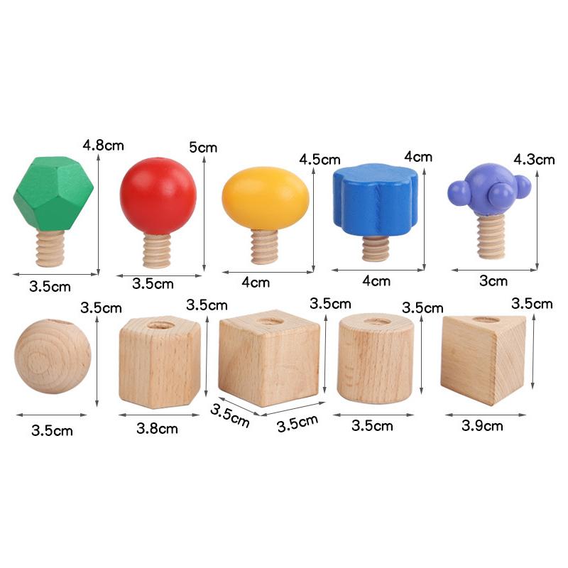 Kid Wooden Screw Matching Game Montessori Parish Toy Nut Bolt Disassembly Fine Motor Skill Shape Color Sensory Educational Toy
