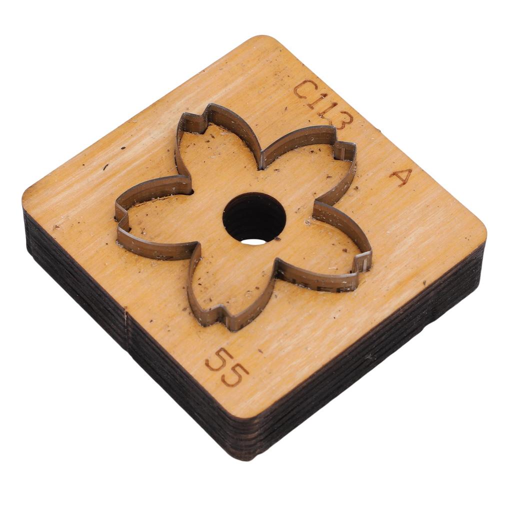 Leather Cutting Mold with   Wood Base Flower Shape Punching Die for Making Keychain Bag Decorations