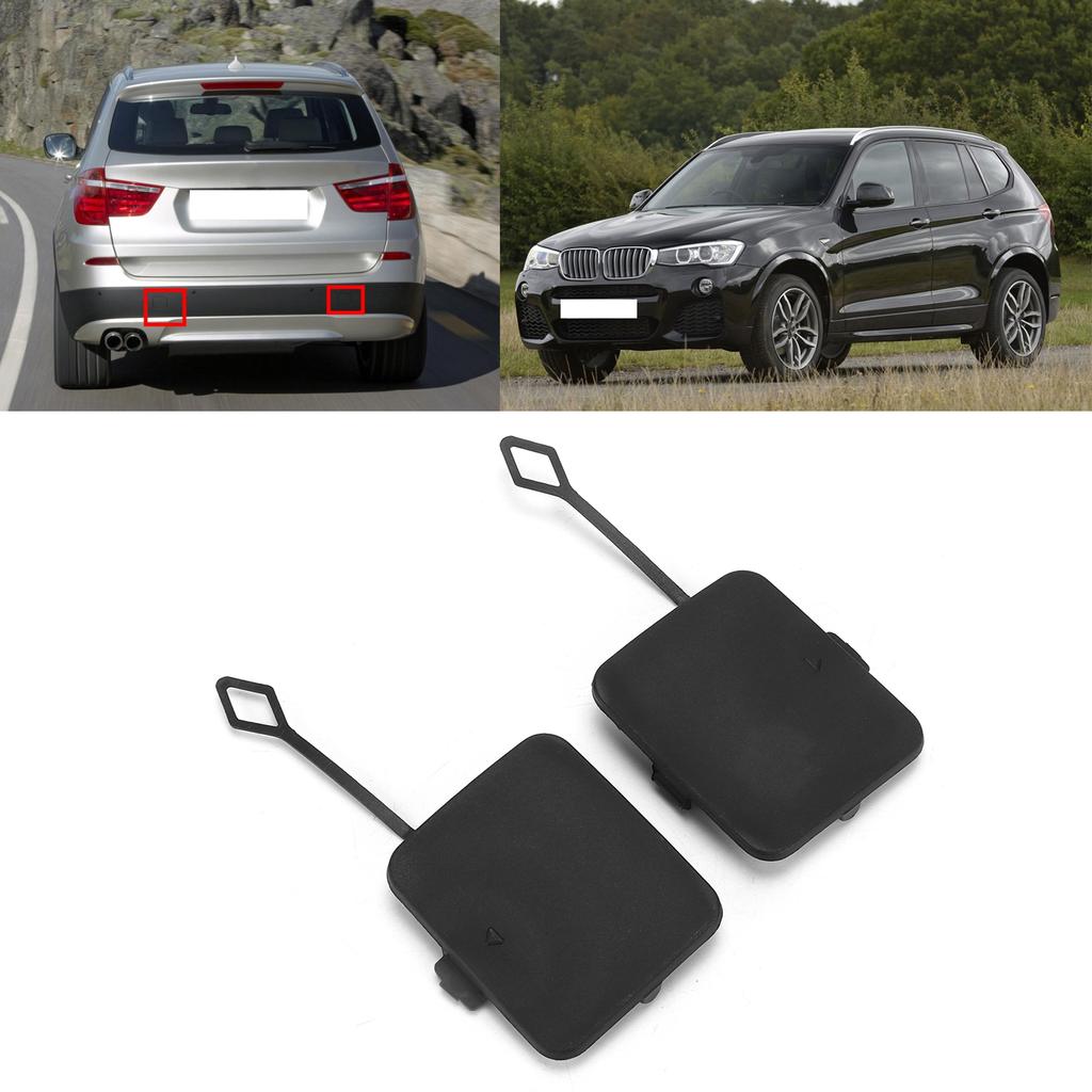 2pcs Rear Bumper Tow Hook Cover Cap 51127272415 ABS Black Replacement for X3 F25 2011‑2014