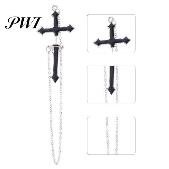 Women Earrings 1Pc Earring Chain Stylish Cross Design Non-allergic Drop Decorative Delicate Dangle for Daily Life Female