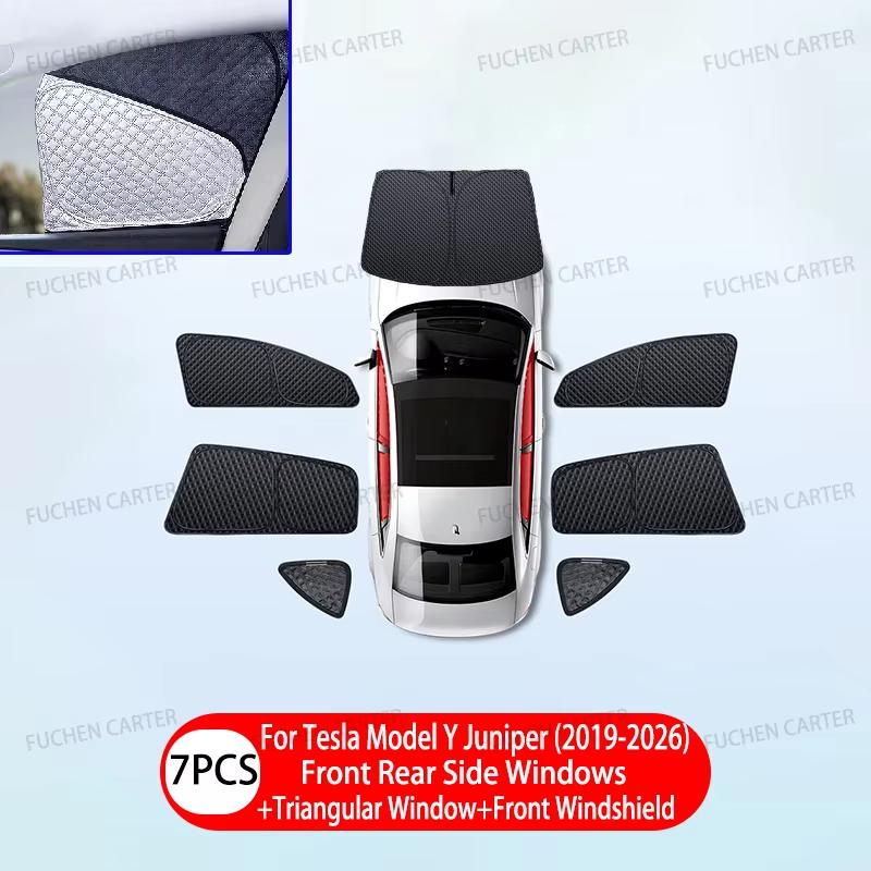 Upgraded Privacy Sunshades for Tesla Model Y / YL 2026 Side Window Windshield Blackout Sun Visor Camping Interior AccessoriesWindshield Sunshades 1