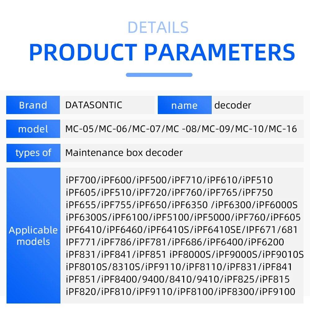 NOVO MC-05 MC-06 MC-07 MC-08 MC-09 MC-10 MC-16 Caixa de manutenção decodificador para Canon iPF9110 iPF8100 iPF8300 impressora MC05 MC10 MC16