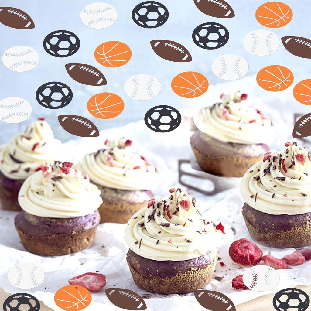 100PCS Sports Theme Confetti Baseball Rugby Soccer Basketball Table Confetti for Boy Girl Happy Birthday Sports Party Ball Game Sports Theme Party