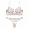French Explosive Deep V Sexy Embroidered Lace Underwear Women's Ultra-thin Big Breasts Small Gathering Bra