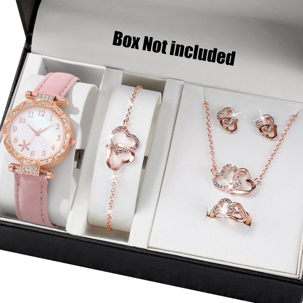 Damen Armbanduhr und Koordinierende Schmuckkollektion Anhänger Halskette Armband Ringe Ohrringe Modisches Damen Schmuckset